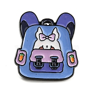 Cartoon Rabbit Enamel Pins, Black Alloy Badge for Women, Bag, 25x23x1.5mm(JEWB-G026-04E)