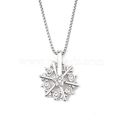 Zinc Alloy with Rhinestone Pendant Necklaces, 201 Stainless Steel Chains Necklaces, Snowflake, 23.70 inch(60.2cm)(NJEW-M211-15P-01)