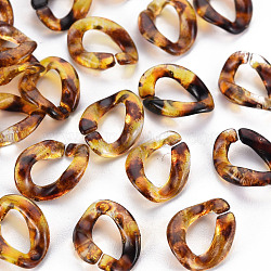 Acrylic Linking Rings, Quick Link Connectors, For Jewelry Curb Chains Making, Imitation Gemstone Style, Twist, Chocolate, 13x10x3mm, Inner Diameter: 4x7.5mm(SACR-N006-017E)