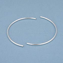 Brass Tube Beads, Cadmium Free & Lead Free, Long-Lasting Plated, Curved Beads, Tube, 925 Sterling Silver Plated, 56x2mm, Hole: 1.4mm(X-KK-Y003-88B-S)
