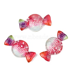 Resin Cabochons, with Glitter Powder, Candy with Word Candy, Colorful, 19x35.5x8mm(CRES-T019-06)