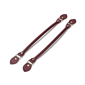 Leaf End Microfiber Leather Sew on Bag Handles, with Alloy Studs & Iron Clasps, Bag Strap Replacement Accessories, Dark Red, 39.5x3.15x1.25cm