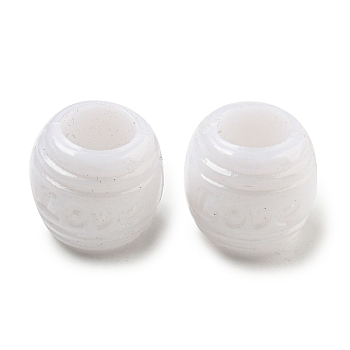 Opaque Acrylic European Beads, Large Hole Beads, Rondelle, White, 9x8mm, Hole: 5mm, about 1610pcs/500g