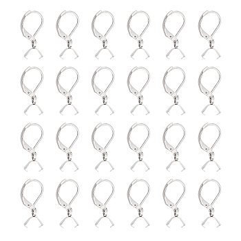50Pcs 304 Stainless Steel Leverback Earring Findings, with Ice Pick Pinch Bails, Stainless Steel Color, 23.5mm, Pin: 0.5mm