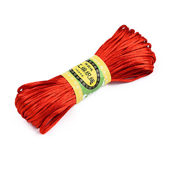 Polyester Rattail Satin Cord, for Chinese Knotting, Jewelry Making, Red, 2mm, about 21.87 yards(20m)/bundle, 6bundles/bag