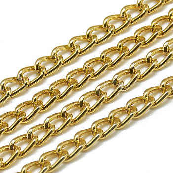 Unwelded Aluminum Curb Chains, with Spool, Goldenrod, 4.4x3x0.8mm, about 32.8 Feet(10m)/roll