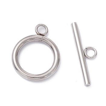 304 Stainless Steel Toggle Clasps, Stainless Steel Color, Ring: 23x18x2.5mm, Hole: 3mm, Bar: 25x7.5x2.5mm, Hole: 3mm