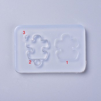 Shaker Molds, DIY Quicksand Pendant Food Grade Silicone Molds , Resin Casting Molds, For UV Resin, Epoxy Resin Jewelry Making, Puzzle, White, 89x60x7mm