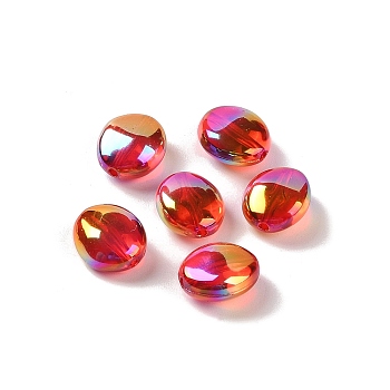 Acrylic Beads, Imitation Baroque Pearl Style, Oval, Red, 11x9.5x6mm, Hole: 1.3mm