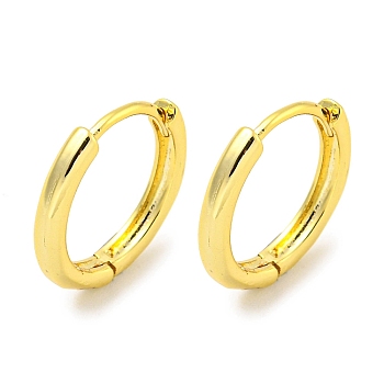 Brass Hoop Earrings, Round, Real 18K Gold Plated, 13.5x2mm