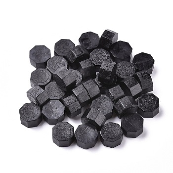 Sealing Wax Particles, for Retro Seal Stamp, Octagon, Black, 9mm, about 1500pcs/500g