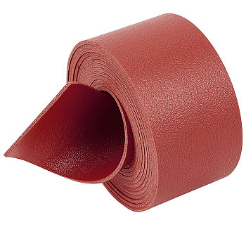 2M Flat Double Face Lychee Pattern Imitation Leather Band, Brown, 37.5x1.8mm, about 2.19 Yards(2m)/Roll