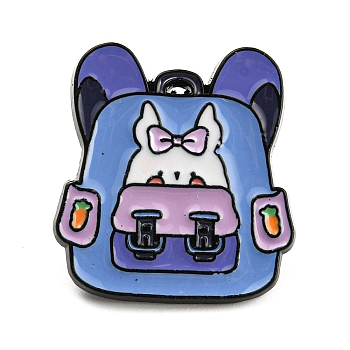 Cartoon Rabbit Enamel Pins, Black Alloy Badge for Women, Bag, 25x23x1.5mm