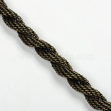 Iron Mesh Chains Network Chains, Unwelded, Lead Free and Nickel Free, Antique Bronze Color, about: 8mm thick, One Network Chain: 5mm(CHN002Y-AB)