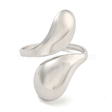 Non-Tarnish Teardrop 304 Stainless Steel Open Cuff Finger Rings for Women(X-RJEW-P114-03P)-2