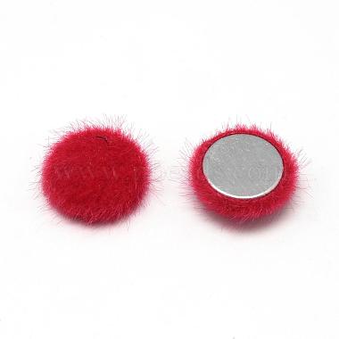 15mm Platinum Red Half Round Woven Cloth Cabochons