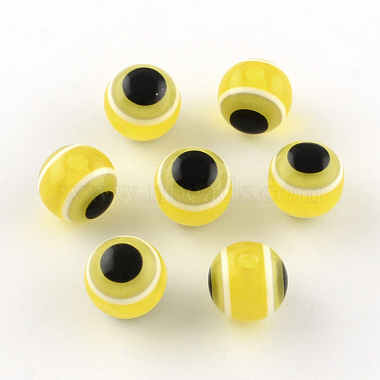 Redondas abalorios de resina mal de ojo(RESI-R159-6mm-12)-1
