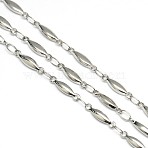 Tarnish Resistant 304 Stainless Steel Decorative Rice Link Chains, Unwelded, Stainless Steel Color, 11x2.5x2mm(STAS-M032-33P)
