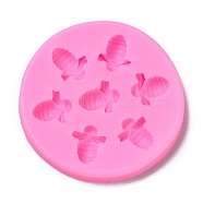 Bees Food Grade Silicone Molds, Fondant Molds, Baking Molds, Chocolate, Candy, Biscuits, UV Resin & Epoxy Resin Jewelry Making, Random Single Color or Random Mixed Color, 87x11mm, Inner Diameter: 22.5x19mm(DIY-I078-04)