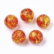 Resin Beads, Imitation Amber, Round, Orange Red, 6mm, Hole: 1mm(RESI-T025-6mm-05)