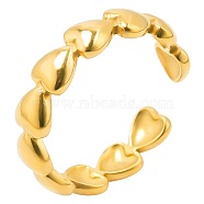 201 Stainless Steel Heart Wrap Open Cuff Ring for Valentine's Day, Golden, US Size 8(18.1mm)(FIND-PW0004-58G)