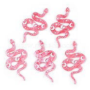 Printed Acrylic Big Pendants, Snake with Moon Pattern Charm, Light Coral, 69x37mm(FEST-PW0001-037D)