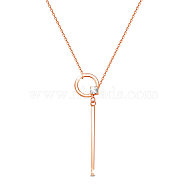 SHEGRACE 925 Sterling Silver Pendant Necklaces, with Grade AAA Cubic Zirconia and Cable Chains, Rose Gold, 27.16 inch(69cm)(JN934B)
