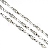Stainless Steel Decorative Rice Link Chains, Unwelded, Stainless Steel Color, 11x2.5x2mm(STAS-M032-33P)