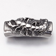 304 Stainless Steel Slide Charms, Rectangle with Scorpion, Antique Silver, 18x42x13mm, Hole: 6x12mm(STAS-F144-005AS)