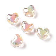 Transparent Acrylic Beads, Bead in Bead, AB Color Plated, Heart, White, 19x21.5x14mm, Hole: 3.5mm(TACR-G044-01D)