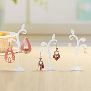 3Pcs 3 Sizes Flower Alloy with Iron Dangle Earrings Display Stands, Photo Props, White, 7.5x10.5~13.5cm, 1pc/size(PW-WG94325-04)