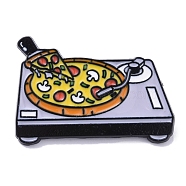 Black Alloy Brooches, Enamel Pins, for Backpack Clothes, Pizza, 20.5x30x1.5mm(JEWB-G035-01A)