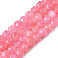 Natural Quartz Beads Strands, Dyed, Faceted, Cube, Hot Pink, 5.5x6x6mm, Hole: 1mm, about 61~62pcs/Strand, 12.99 inch~13.19 inch(33cm~33.5cm)(G-S359-376G)