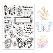 PVC Plastic Stamps, for DIY Scrapbooking, Photo Album Decorative, Cards Making, Stamp Sheets, Butterfly Pattern, 16x11x0.3cm(DIY-WH0167-56-188)