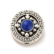 Zinc Alloy Beads, with Enamel, Antique Silver, Flat Round with Cross, Royal Blue, 14x6.5mm, Hole: 1.3mm(FIND-Q093-01AS-02)