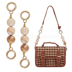 Bag Chain Straps, with ABS Plastic Imitation Pearl Beads and Light Gold Alloy Spring Gate Rings, for Bag Replacement Accessories, Wheat, 13.5cm(FIND-SZ0002-42)