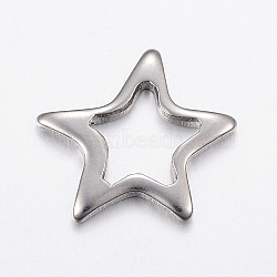 304 Stainless Steel Linking Rings, Star, Stainless Steel Color, 16x17x2mm(STAS-G172-56P)