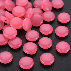Imitation Jelly Acrylic Beads, Flat Round, Hot Pink, 12x5mm, Hole: 1.4mm, about 1110pcs/500g(MACR-S373-91-E09)