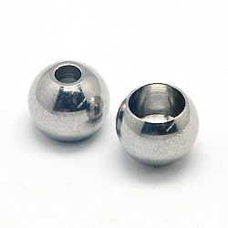 304 Stainless Steel Beads, Barrel, Stainless Steel Color, 9x7mm, Hole: 3mm & 6mm(STAS-E034-3)
