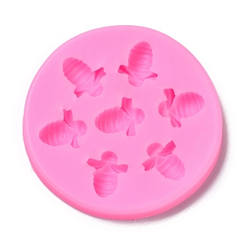 Bees Food Grade Silicone Molds, Fondant Molds, Baking Molds, Chocolate, Candy, Biscuits, UV Resin & Epoxy Resin Jewelry Making, Random Single Color or Random Mixed Color, 87x11mm, Inner Diameter: 22.5x19mm