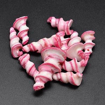 Natural Shell Nuggets Beads, Hot Pink, 22~25x11~15mm, Hole: 1mm, about 34pcs/124g