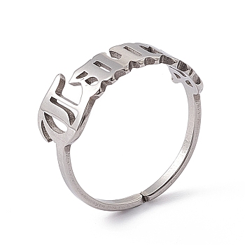 304 Stainless Steel Constellation Open Cuff Ring for Women, Taurus, Inner Diameter: 18mm