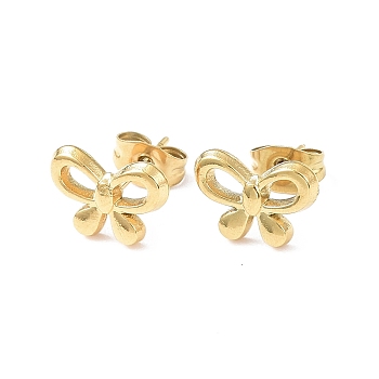 Ion Plating(IP) 304 Stainless Steel Stud Earring for Women, Hollow Butterfly, Real 18K Gold Plated, 8x11.5mm, Pin: 0.8mm