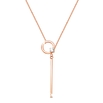 SHEGRACE 925 Sterling Silver Pendant Necklaces, with Grade AAA Cubic Zirconia and Cable Chains, Rose Gold, 27.16 inch(69cm)