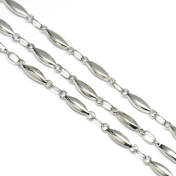 Stainless Steel Decorative Rice Link Chains, Unwelded, Stainless Steel Color, 11x2.5x2mm