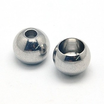 304 Stainless Steel Beads, Barrel, Stainless Steel Color, 9x7mm, Hole: 3mm & 6mm