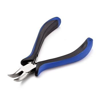 45# Carbon Steel Jewelry Pliers, Bent Nose Pliers, Ferronickel, Stainless Steel Color, 12x7.6x1.7cm