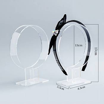 Acrylic Hair Band Display Stands, Headband Single Hoop Holder, Headwear Organizer, Clear, 8.5x5.5x17cm, Inner Diameter: 13cm
