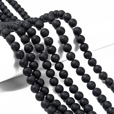 Chapelets de perles en agate noire naturelle(G-H056-8mm)-4