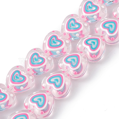 Hot Pink Heart Lampwork Beads